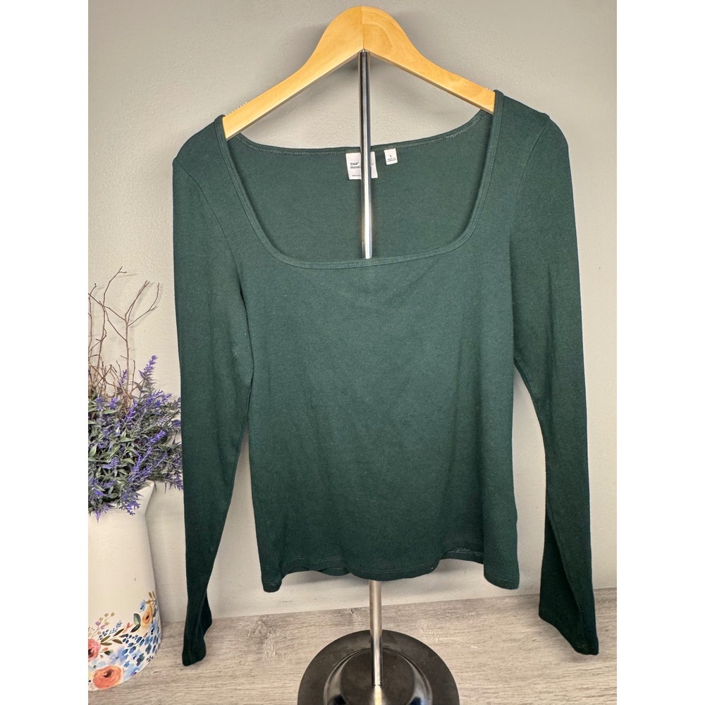 Aritzia TNA HomeStretch Square Neck Long Sleeve Top Forest Green Large